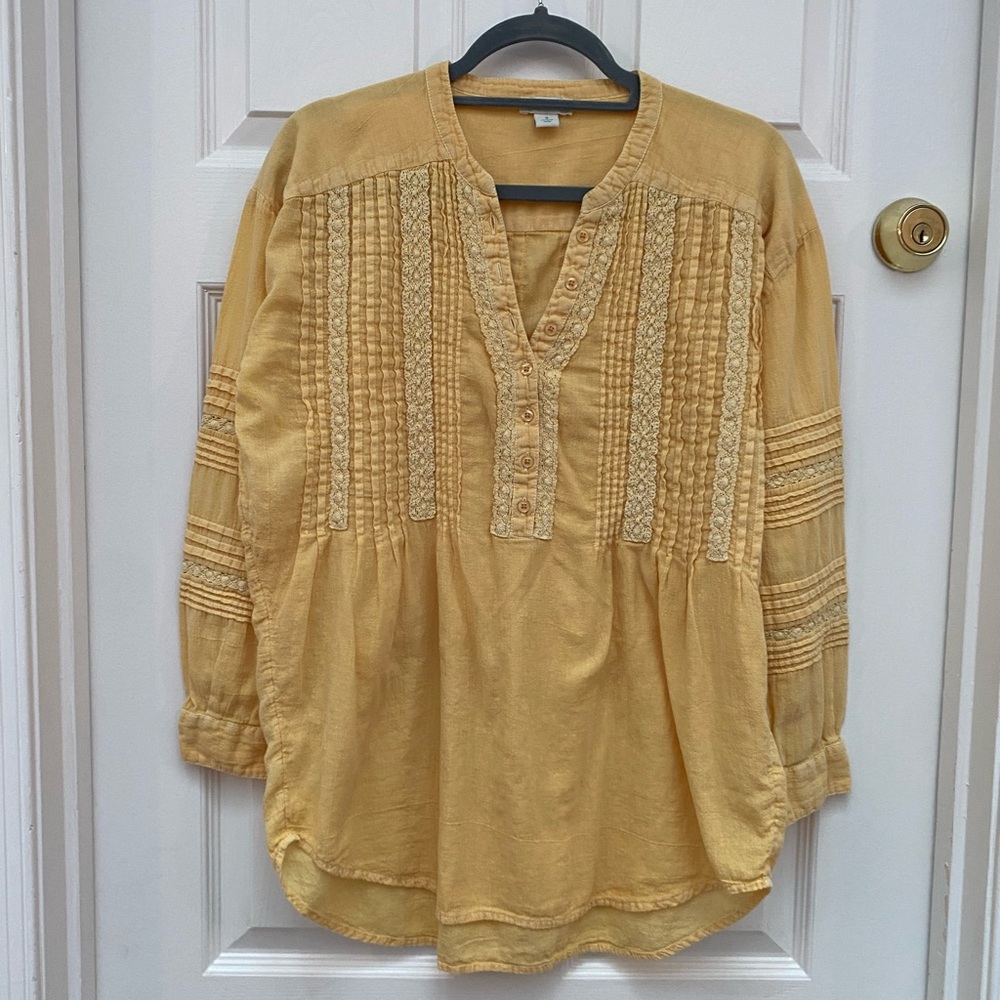 Sundance Mustard Yellow Long Sleeve Tunic with Textured Details - Small